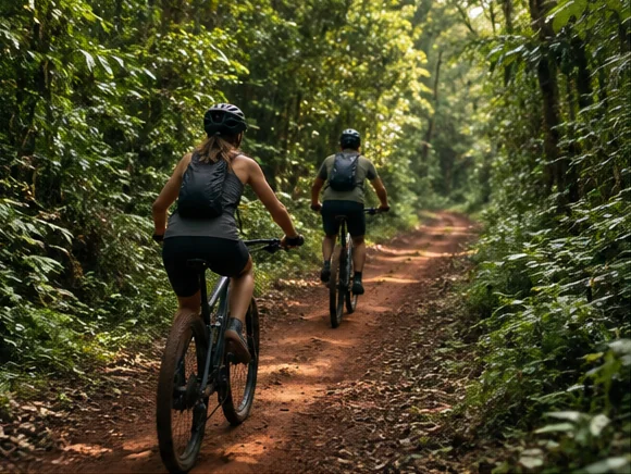 Paseo en bicicleta por un sendero de selva